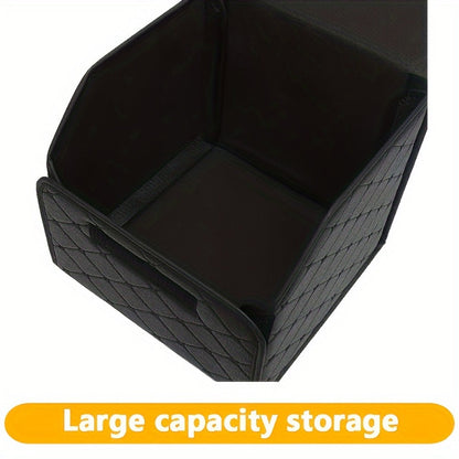 Car Trunk Organizer, Foldable Quilted Lidded Storage Box in Small or Large Size with Black and White Options