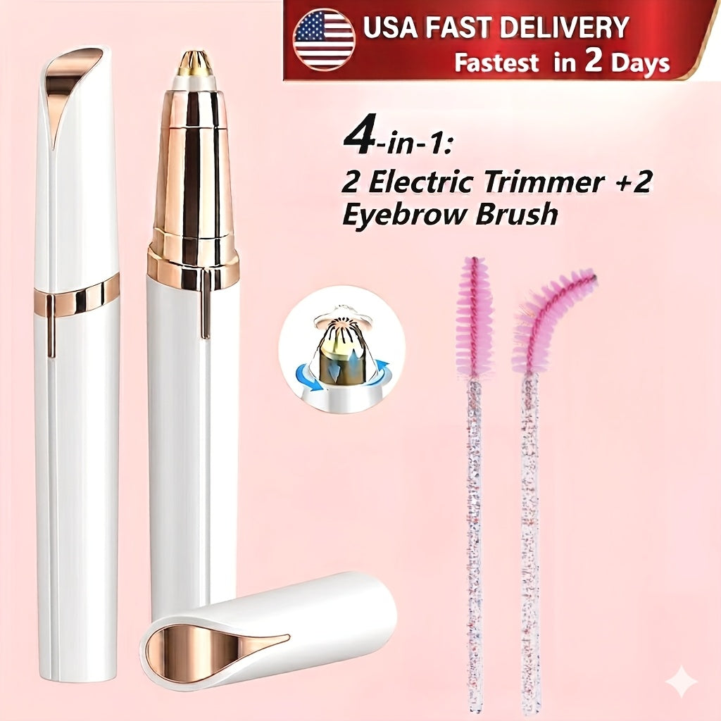 Electric Eyebrow Trimmer for Women 2 Pack, USB Rechargeable Painless Precision Eyebrow Razor Pen, Portable Hair Remover for Face Lip Leg