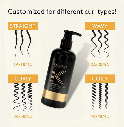 Curl Defining Cream and Detangling Brush Set by KALISPRO with One or Two 300ml Pump Bottles