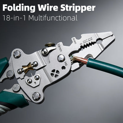 18-in-1 High-Carbon-Steel Folding Wire Stripping Pliers with Cutter, Crimper and Puller for Electrical DIY