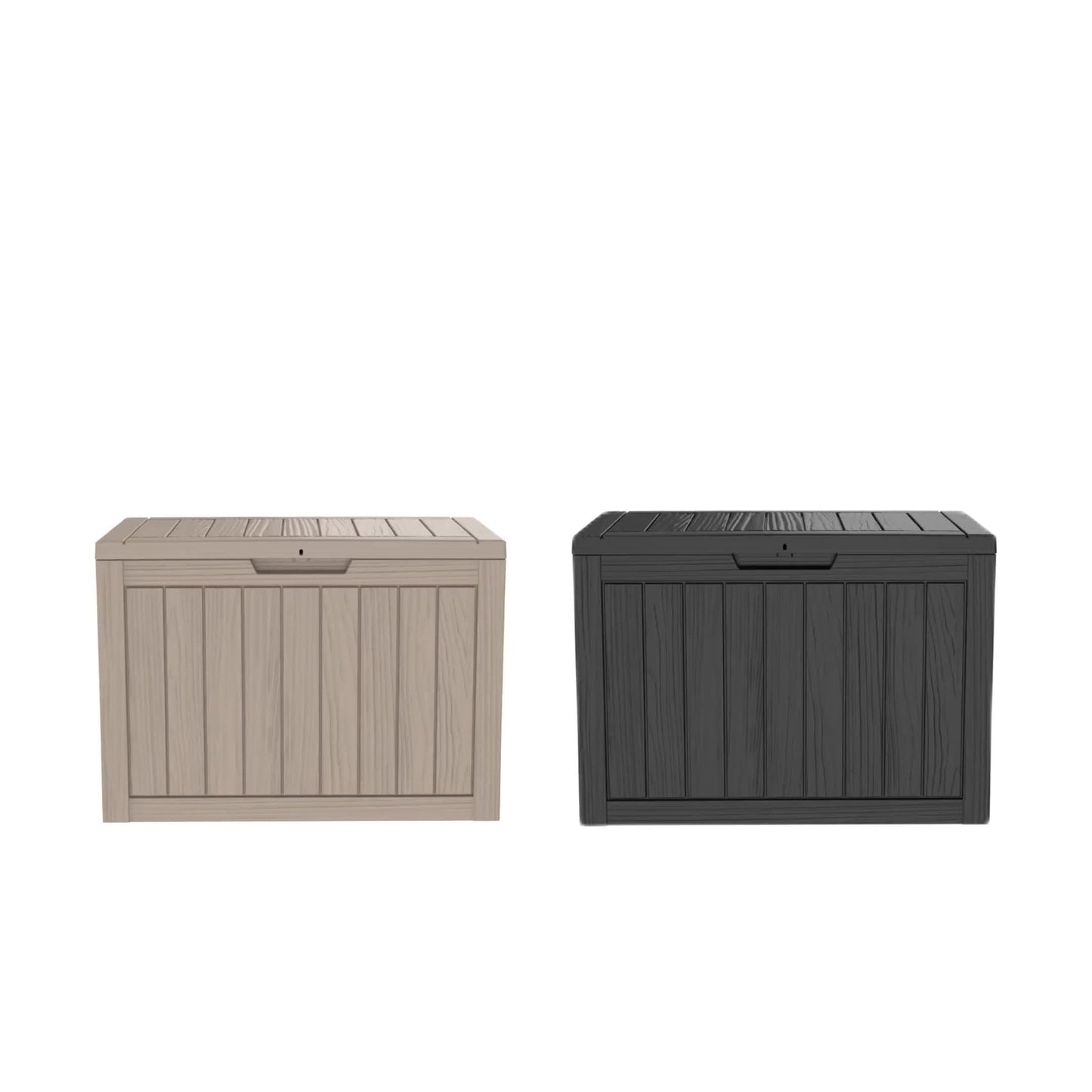 Deck Box Wood Grain Resin Lockable Weatherproof | Patio Pool Garden