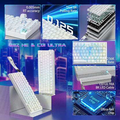 Hall Effect Mechanical Gaming Keyboard Attack Shark R82HE 80%, 0.005mm Rapid Trigger, 8000Hz Polling Rate