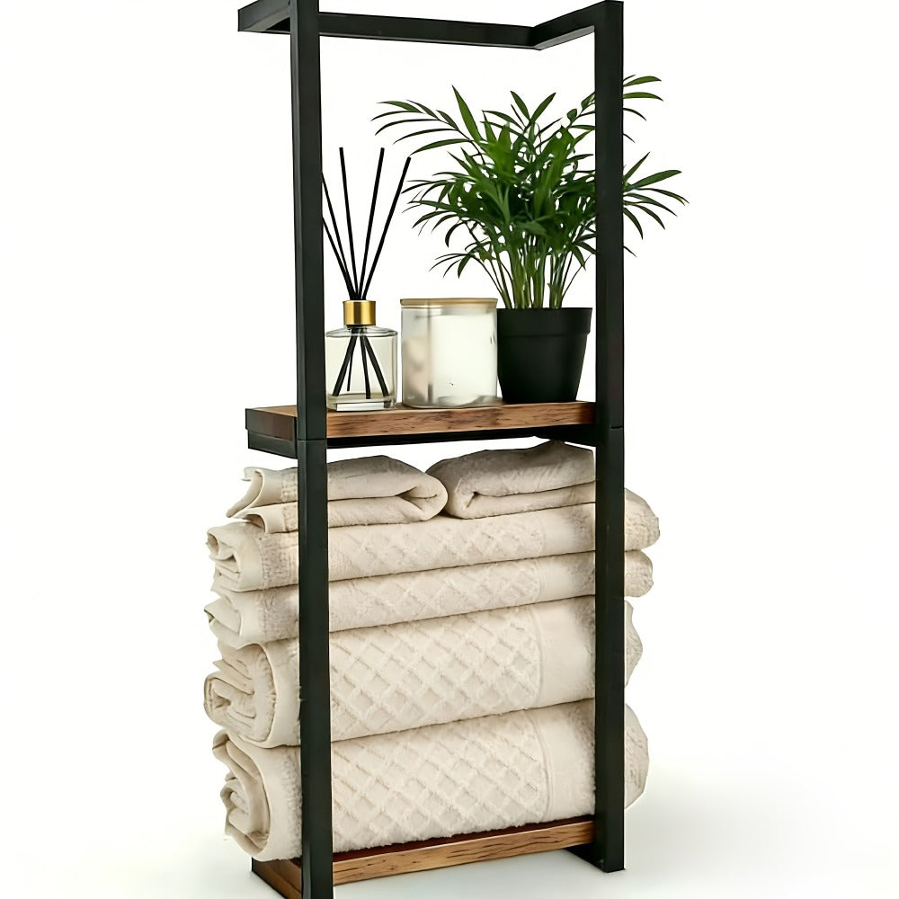 Towel Rack Wall Mounted 2-Layer Storage Organizer 11.2 Inch – Space Saving Hanging Towel Holder for Bathroom