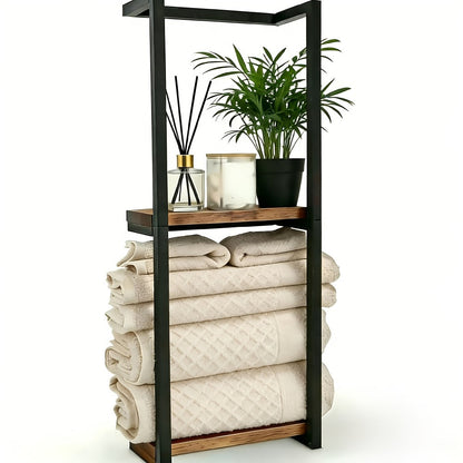 Towel Rack Wall Mounted 2-Layer Storage Organizer 11.2 Inch – Space Saving Hanging Towel Holder for Bathroom