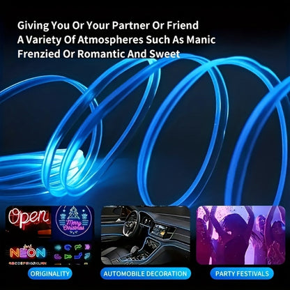 Three-Meter Fiber-Optic Car Interior Ambient Light Strip with App, Remote and Music-Sync Controls