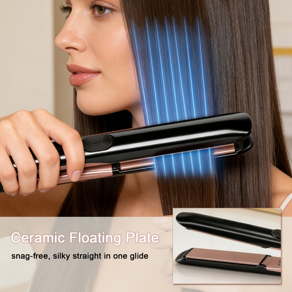 Ceramic Ionic Flat Iron Hair Straightener & Curler 2-in-1 Plasma Anti-Static 260°C 500°F LCD, for Home, Travel and Salon Hair Styling