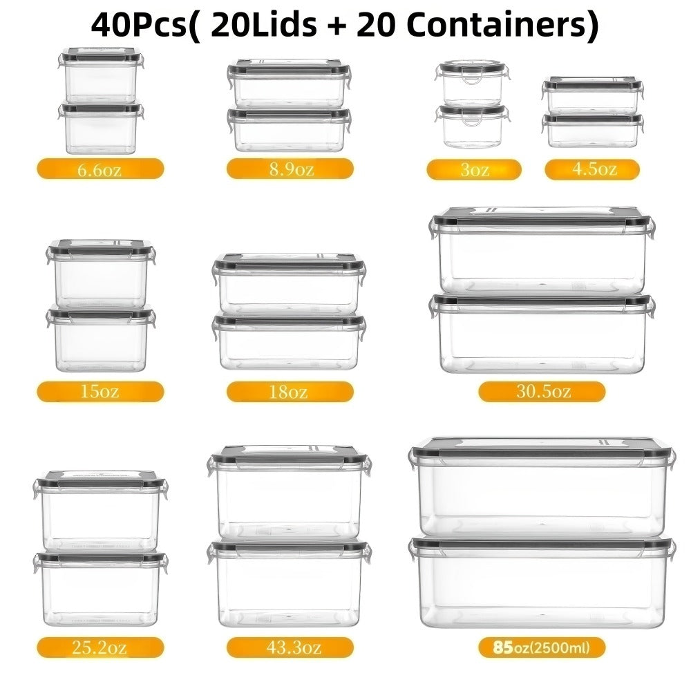 Food Storage Containers with Lids Airtight Plastic Meal Prep Containers Stackable Leak Proof BPA Free for Pantry Kitchen Refrigerator