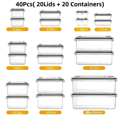 Food Storage Containers with Lids Airtight Plastic Meal Prep Containers Stackable Leak Proof BPA Free for Pantry Kitchen Refrigerator
