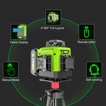 Laser Level 16 Line 4D Green Self-Leveling with Tripod 360 Degree Rotary Cross Line High for Entryways, Bedrooms and Living Spaces