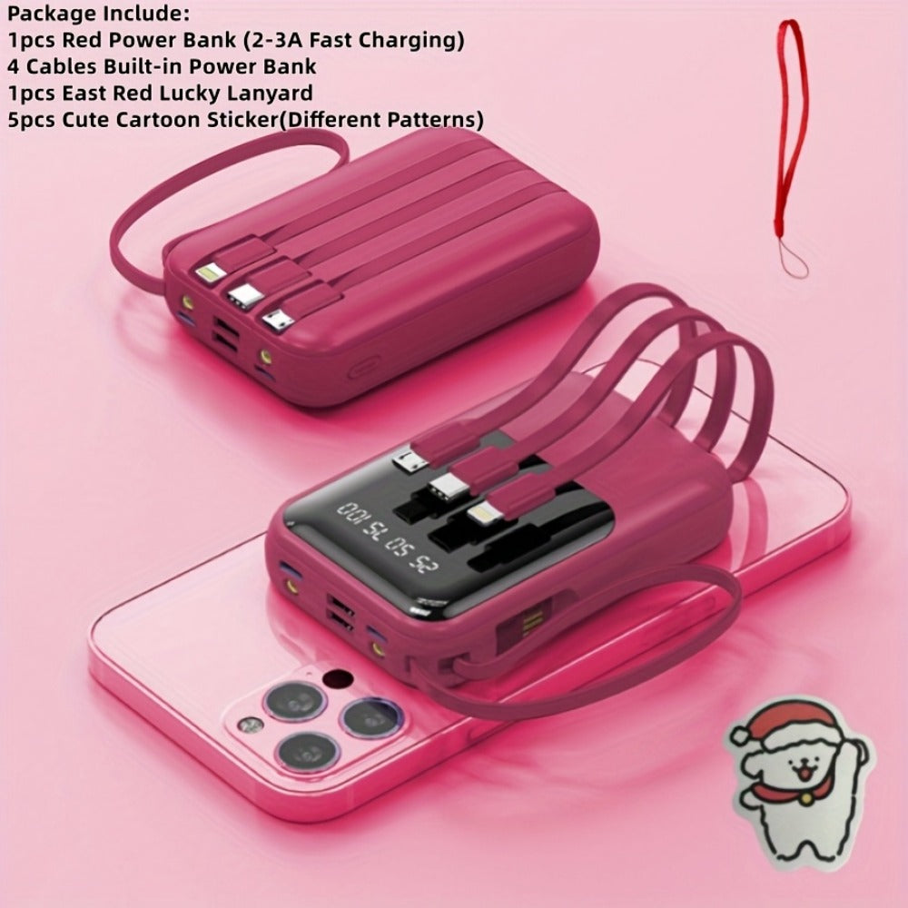 10000mAh Mini Power Bank 4 Built-In Cables Ultra-Bright LED Digital Display for an Everyday Personal Care Routine
