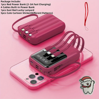 10000mAh Mini Power Bank 4 Built-In Cables Ultra-Bright LED Digital Display for an Everyday Personal Care Routine