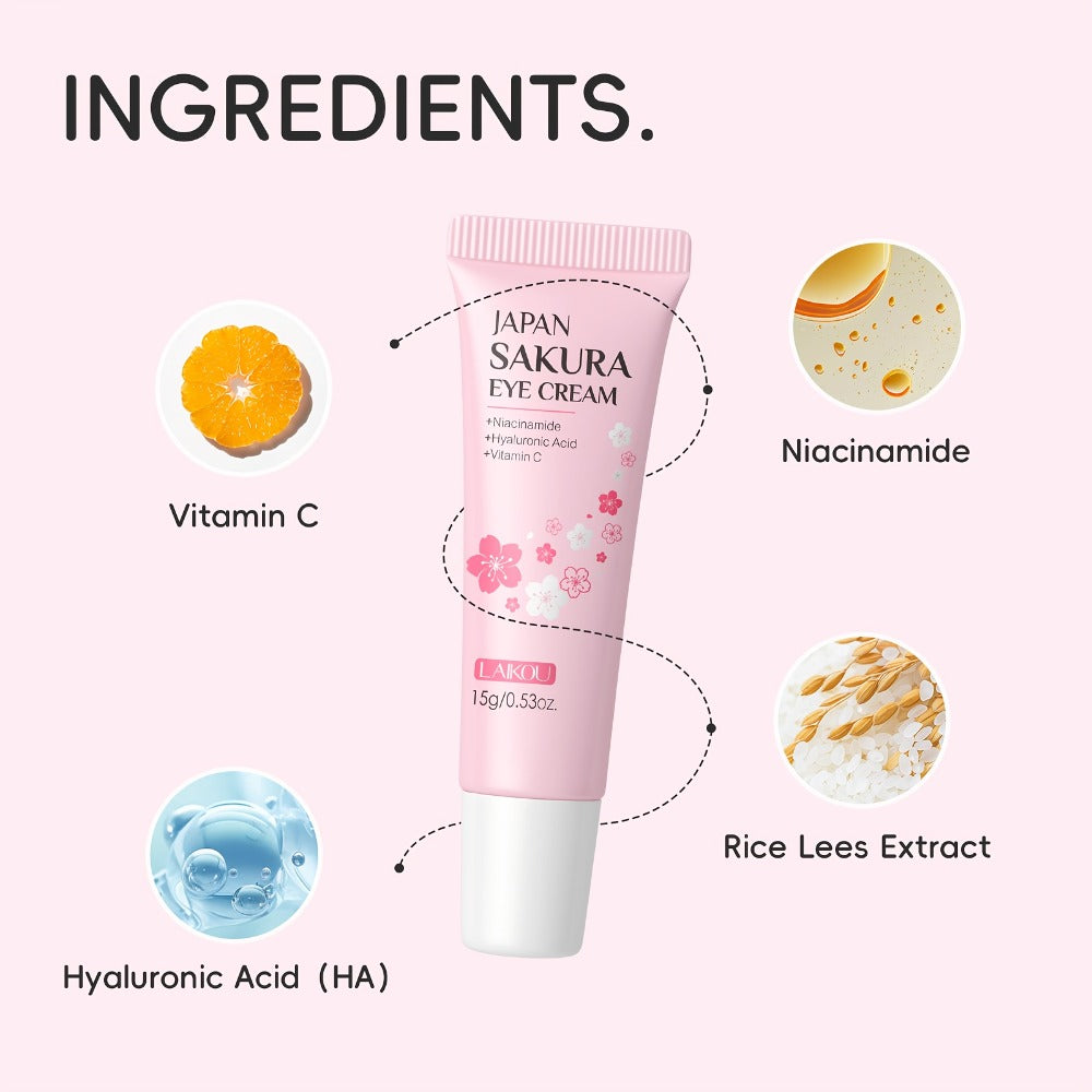 Skincare Set with LAIKOU Label, 10 Sakura Products for Cleanser Serum Cream Mask Lip and Eye Steps