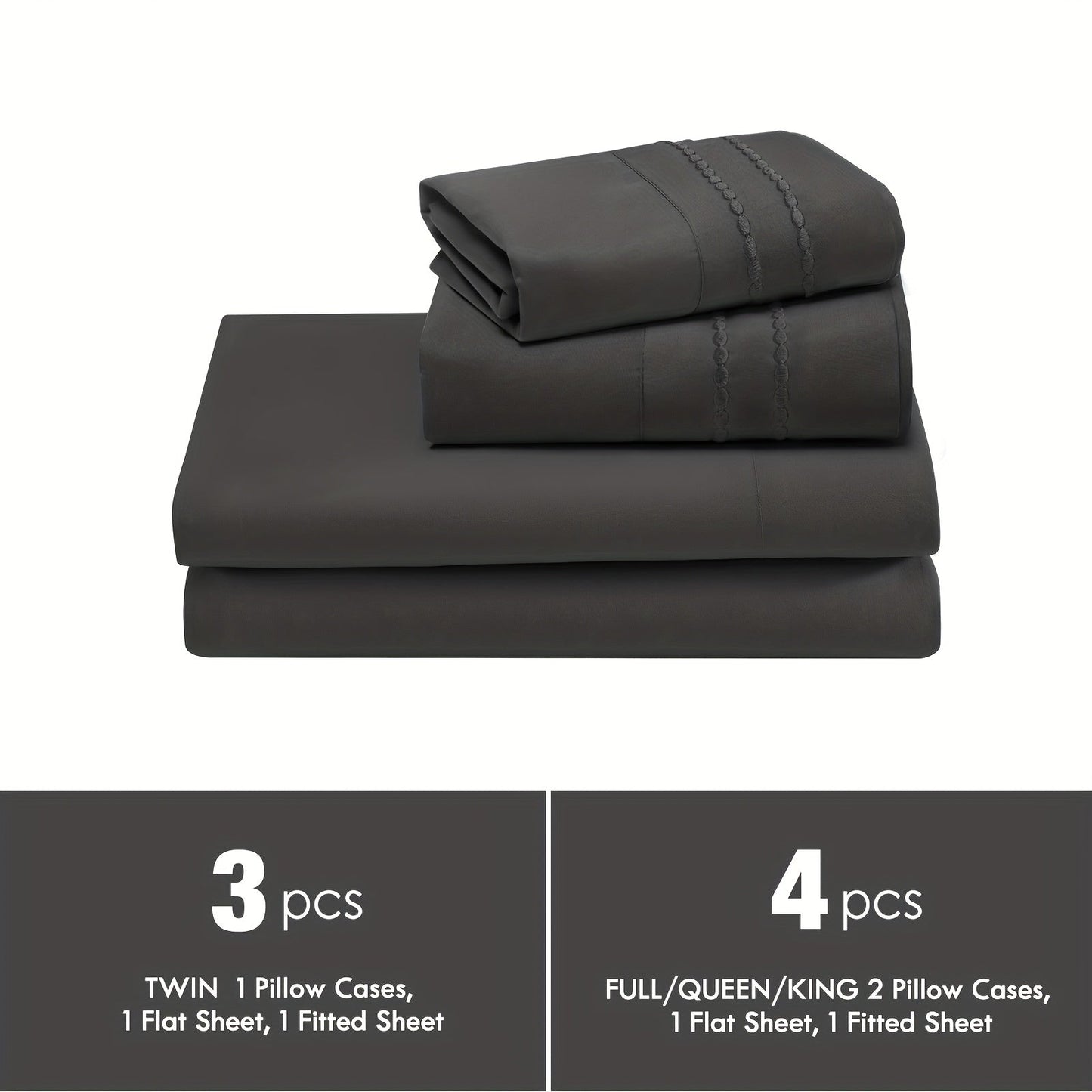 Fitted Sheet Set Deep Pocket | Soft Cooling Breathable Bedding 3-4pcs Fade-Resistant All-Season for Twin Full Queen King