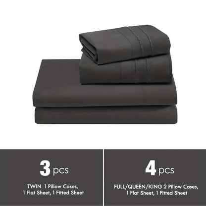 Fitted Sheet Set Deep Pocket | Soft Cooling Breathable Bedding 3-4pcs Fade-Resistant All-Season for Twin Full Queen King