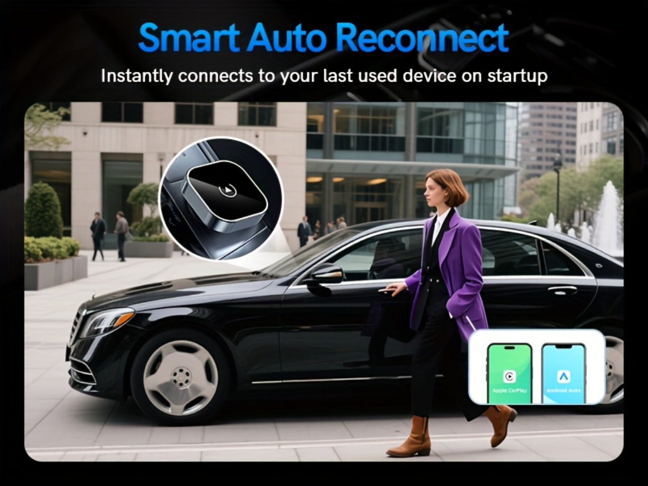 Wireless CarPlay Adapter 2-in-1 for iPhone & Android Auto, Mini USB-C Dongle, Convert Wired to Wireless, Plug & Play, Auto Connect
