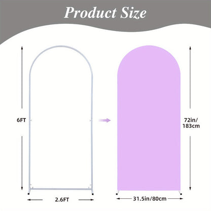 Wedding Arch Cover 6ft Polyester Fitted Round Top Backdrop Cover, Wrinkle-Free Machine Washable, for Wedding Ceremony Birthday Party Gender
