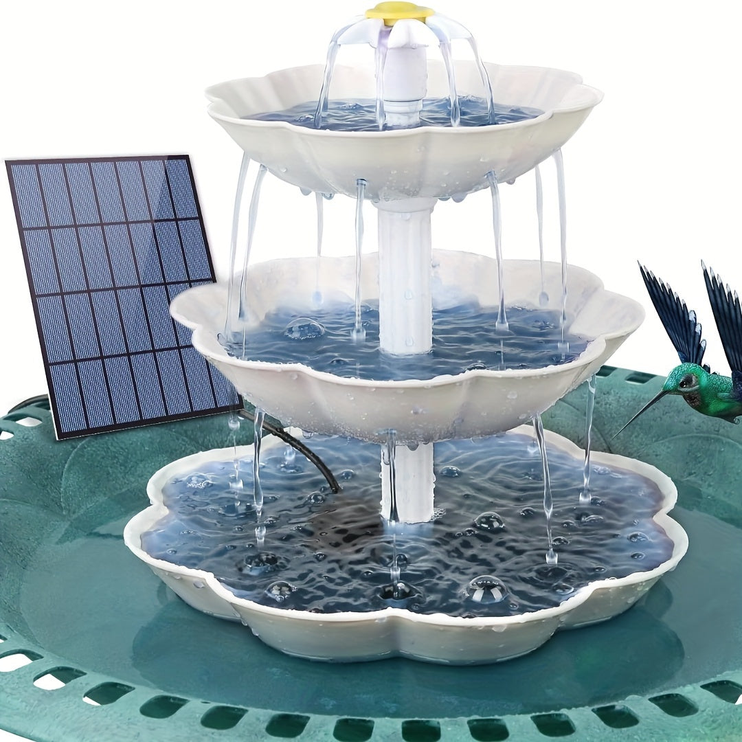 Bird Bath Fountain Solar 3-Tier – Outdoor Garden & Courtyard Decor