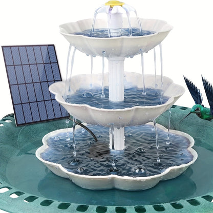 Bird Bath Fountain Solar 3-Tier – Outdoor Garden & Courtyard Decor