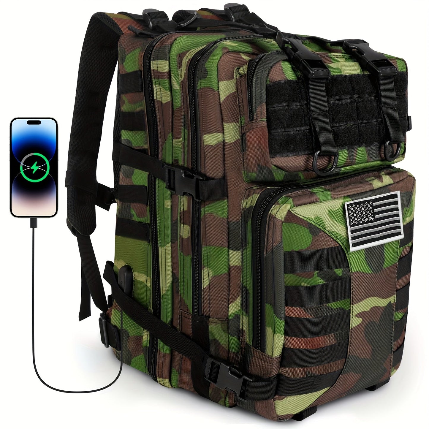 Tactical Military Backpack 50L – Large Capacity Molle Rucksack for Camping, Hiking, Hunting, Fishing & Travel