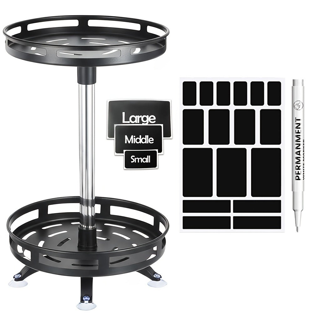 Rotating Spice Rack Kitchen Organizer with One, Two or Three Metal Tiers and 360-Degree Turntable Base