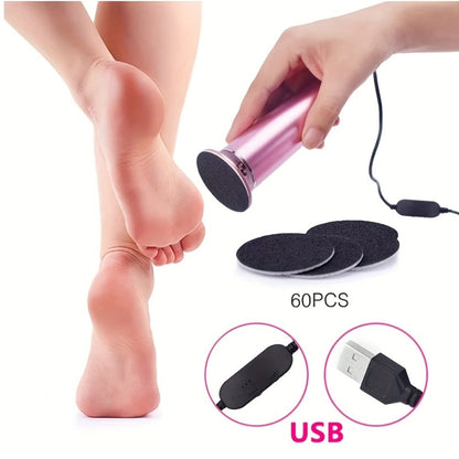 Electric Foot Callus Remover with 60 Replacement Pads, Adjustable Speed USB Rechargeable Dead Skin Remover for Men & Women