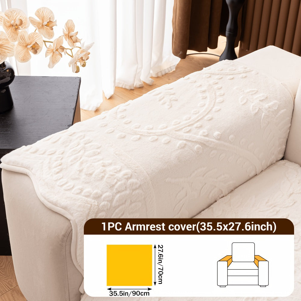 Sofa Cover Quilted Plush-Texture Panels in 35.5-Inch Width for 1 to 4 Seats, Backrest or Armrest