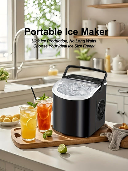 Ice Maker with Basket & Scoop, /Day Countertop Bullet Ice Machine, 9 Cubes in 6 Mins, Self-Cleaning