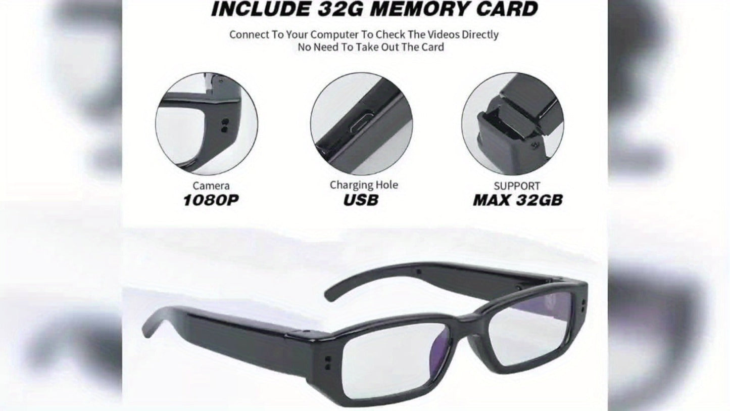1080P HD Camera Glasses with Motion Detection – Video Recorder Camcorder Eyeglasses for Sports, Driving, Fishing & Outdoor Activities | Eye