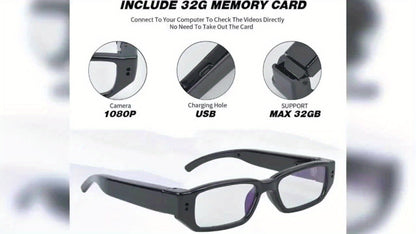 1080P HD Camera Glasses with Motion Detection – Video Recorder Camcorder Eyeglasses for Sports, Driving, Fishing & Outdoor Activities | Eye