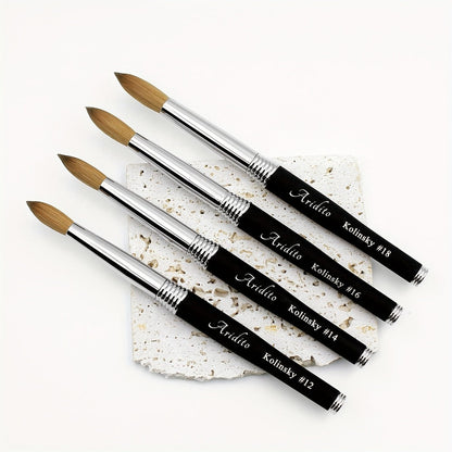100% Pure Kolinsky Round Head Acrylic Nail Art Brush Black Metal Handle Size 12 14 16 18 – Professional Nail Extension & Acrylic Powder