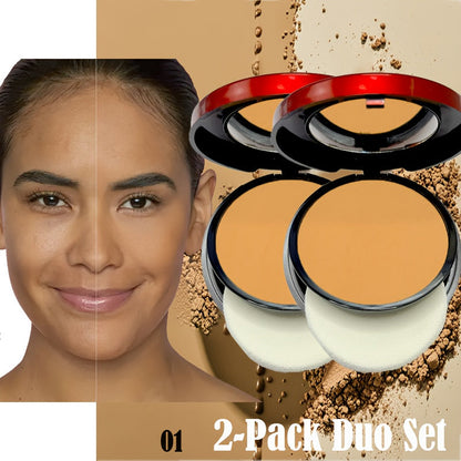 Pressed Powder Foundation Contour Matte Ful1l Coverage Oil Control Waterproof, 6 Shades Light to Dark