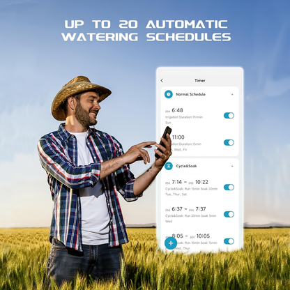 WiFi Garden Watering Timer with Brass Inlet, App & Voice Control, Automatic Irrigation System