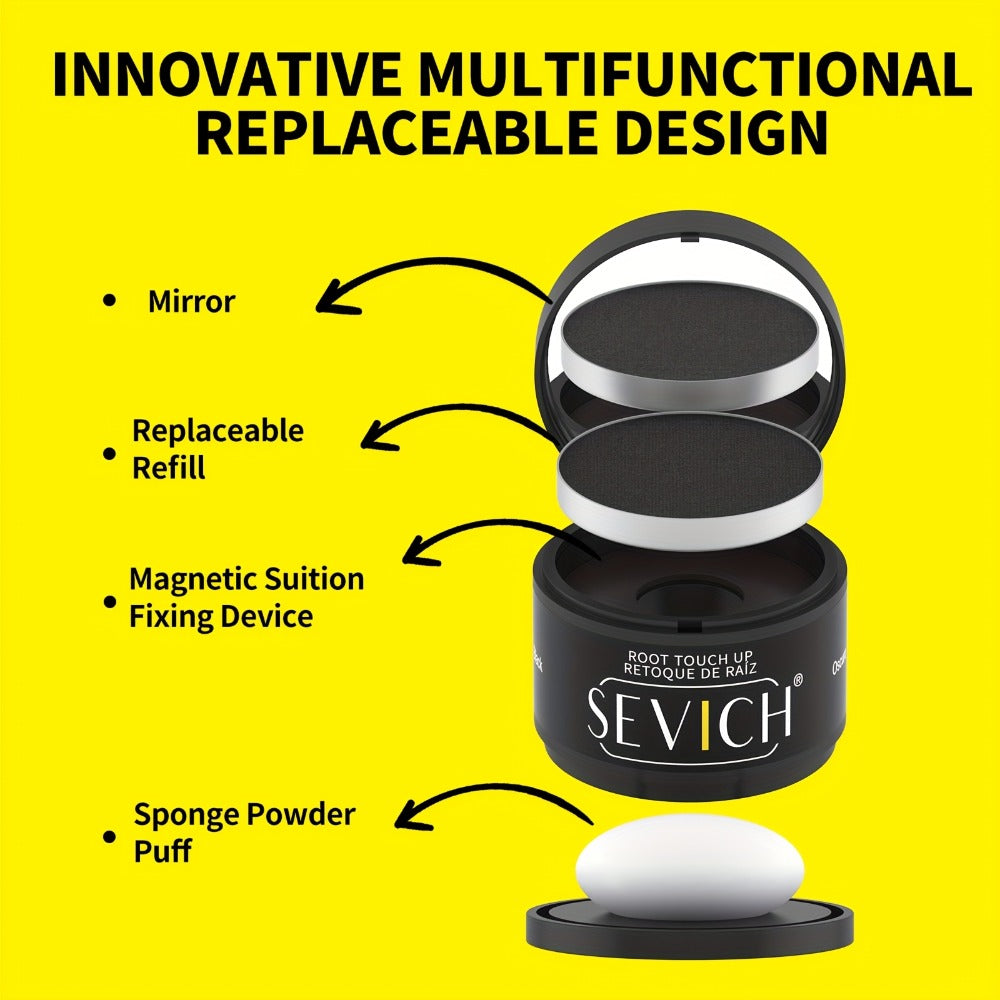 Hairline Powder Root Touch-Up Kit with Refill & Brush – Waterproof Instant Grey Hair Concealer Fills Sparse Hairline Bald Spots Eyebrow