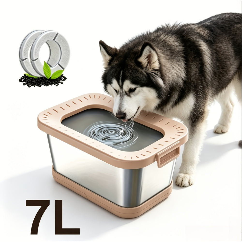 Stainless Steel Dog Water Bowl No Spill 7L XXL with Anti-Splash Mat – Spill-Proof Slow Feeder for Messy Drinkers