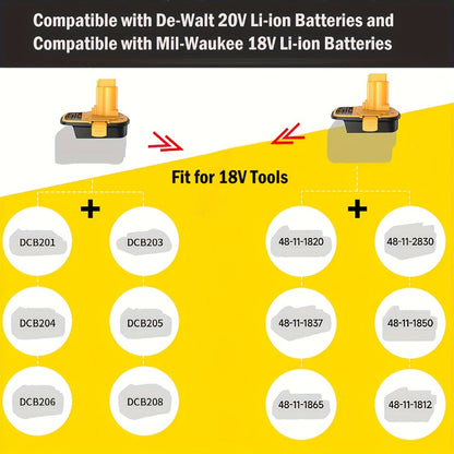 Battery Adapter DM18D DeWalt 18V to 20V Converter with USB Port Compatible with DeWalt 20V for Entryways, Bedrooms and Living Spaces
