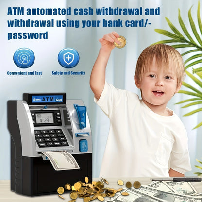 Electronic ATM Kids Piggy Bank with Password, Banknote & Coin Savings Bank for Boys Girls, Birthday Gift