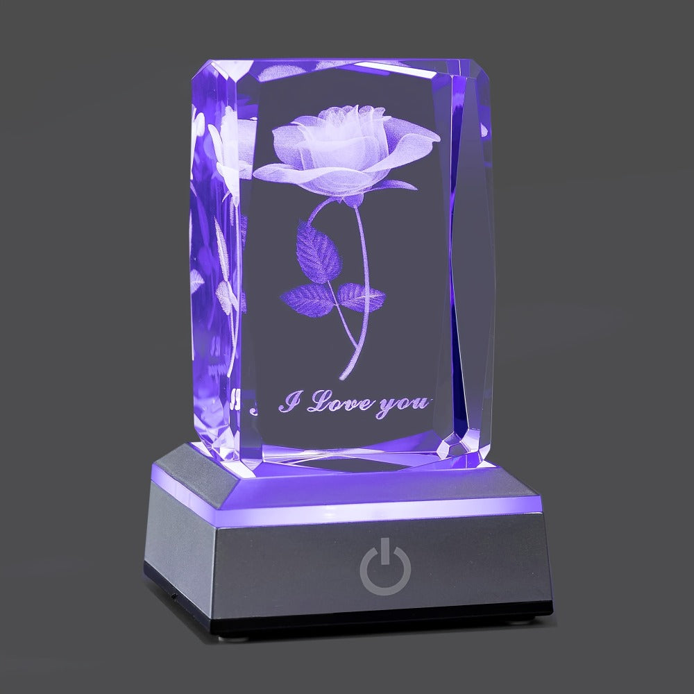Night Light Rose Floral Acrylic Sign with Color-Changing LED Base and Four Display Styles with Configuration Options for Home Decor