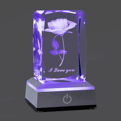 Night Light Rose Floral Acrylic Sign with Color-Changing LED Base and Four Display Styles with Configuration Options for Home Decor