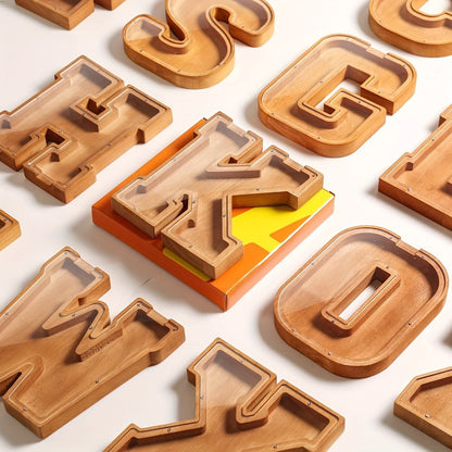 Wooden Letter Penny Bank – Alphabet Coin Bank Savings Box for Kids & Adults, Personalized Money Bank Birthday Gift