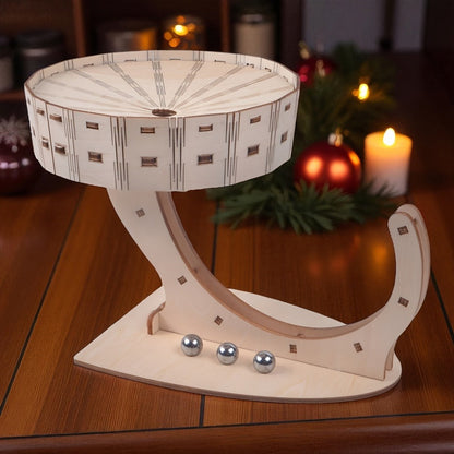 Perpetual Motion Machine Puzzle Kit 3D Wooden, Metal Ball Kinetic Sculpture, Mechanical Brain Teaser STEM Model