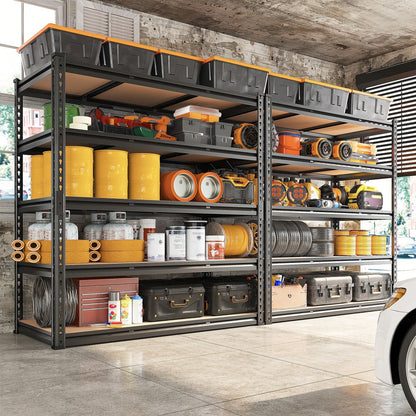 5-Tier Garage Shelving Unit, Metal & Wood Storage Shelves, Adjustable Utility Rack for Garage, Basement