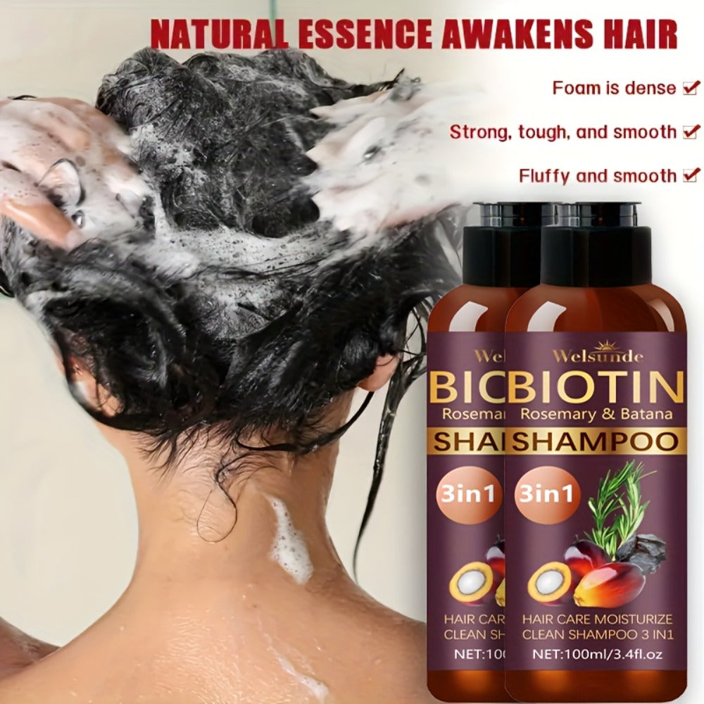 Biotin & Batana Oil Shampoo 2-Pack with Rosemary Extract – 3-in-1 Deep Moisture, Scalp Revitalizer & Damaged Hair Repair