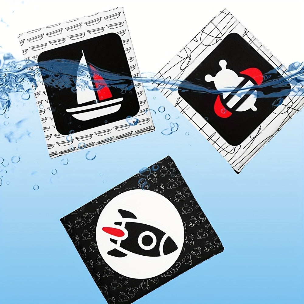 High Contrast Baby Flashcards 64 Cards Black White Red, Newborn Visual Stimulation Brain Development Montessori Learning Toy
