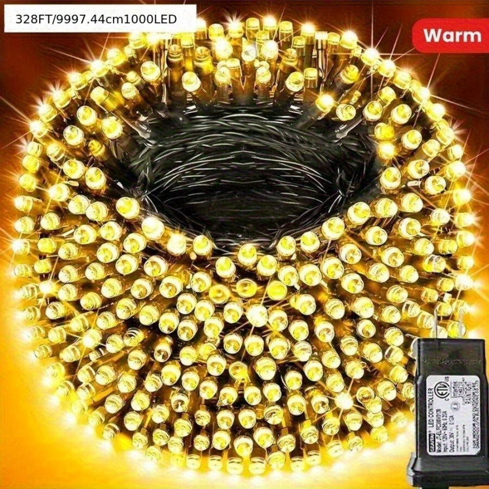 1000 LED 328ft Fairy String Lights Outdoor - White Twinkle Gypsophila Style, 8 Modes, Flexible Wire for Garden