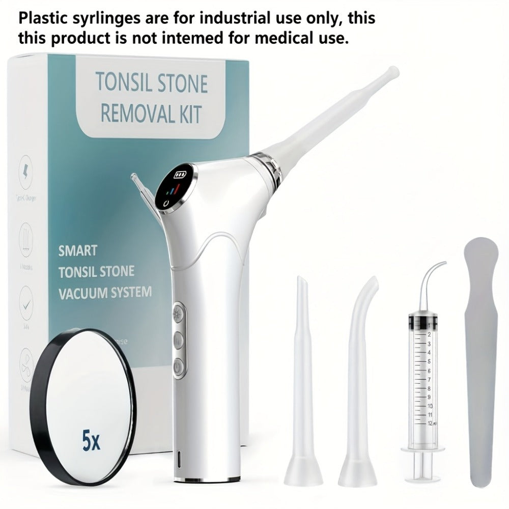 Tonsil Stone Remover Electric Vacuum Kit, Built-In LED Light, 3 Suction Modes & 5X Magnifying Mirror, Oral