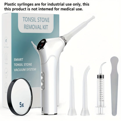 Tonsil Stone Remover Electric Vacuum Kit, Built-In LED Light, 3 Suction Modes & 5X Magnifying Mirror, Oral
