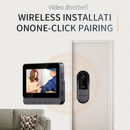 1920P Video Doorbell Camera with 4.3" Monitor & Dual Power - No WiFi No App, Battery & USB, Two-Way Audio