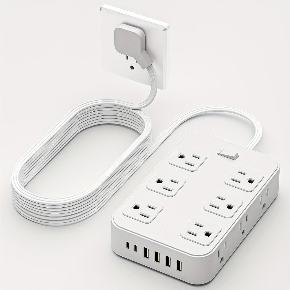 Wide Outlet Surge Protector Power Strip 18-in-1 with 12 Widely Spaced AC Outlets 4 USB-A 2 USB-C Ports Safe Portable Desktop Charging