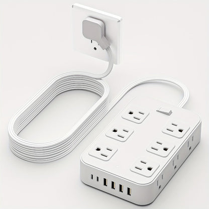 Wide Outlet Surge Protector Power Strip 18-in-1 with 12 Widely Spaced AC Outlets 4 USB-A 2 USB-C Ports Safe Portable Desktop Charging