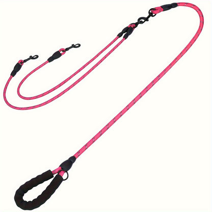 Dual Dog Leash – 360° Tangle-Free Double Dog Walking Leash with Reflective Nylon, Shock-Absorbing & Ergonomic Handle | 78 Inch | 6 Colors